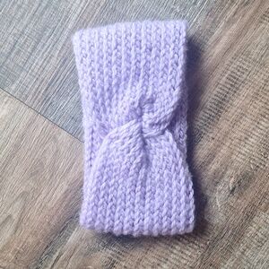 Handmade Knit Twist Lilac Wool Mix Headband